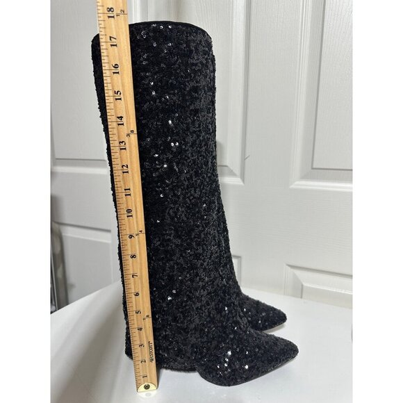A New Day Abba Sequin Fold Over Tall Boots with Memory Foam Size 7 1/2 NWT - Picture 6 of 7